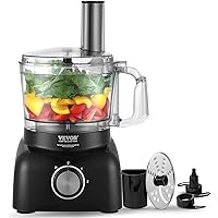 VEVOR Food Processor, 7 Cup Small Vegetable Chopper for Dough, Shredding, Slicing, Electric Meat Processors with 2 in1 Reversible SUS Disc, Large Feed Chute & Pusher, 2 Speed and Pulse for Home Use
