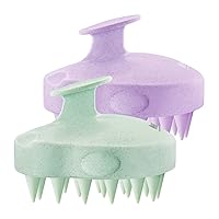 HEETA Scalp Massager 2 Pack for Hair Growth, Soft Silicone Bristles to Remove Dandruff and Relieve Itching, Scalp Scrubber for Hair Care Relax Scalp, Shampoo Brush for Wet Dry Hair, Purple & Green
