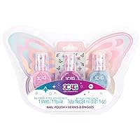 3C4G Butterfly Nail Polish Trio - 3 Pack Kids Nail Polish Set for Girls - Water Based, Unscented, Non Toxic Nail Polish for Kids - Girls Nail Polish Kit for Kids Ages 8-12-16 by Make It Real