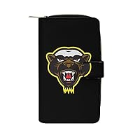 Angary Honey-Badger Womens Wallet Leather Card Holder Purse RFID Blocking Bifold Clutch Handbag with Zipper Pocket
