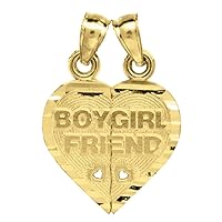 10k Gold Dc Unisex Boy Girl Friend Broken Height 21.4mm X Width 14.7mm Love Heart Charm Pendant Necklace Jewelry for Women