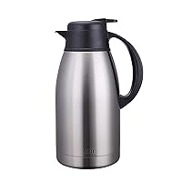 GiNT Stainless Steel Thermal Coffee Carafe, Double Walled Vacuum Water and Beverage Dispenser, 12 Hour Heat Retention, 65 OZ /1.9 Liter, Silver