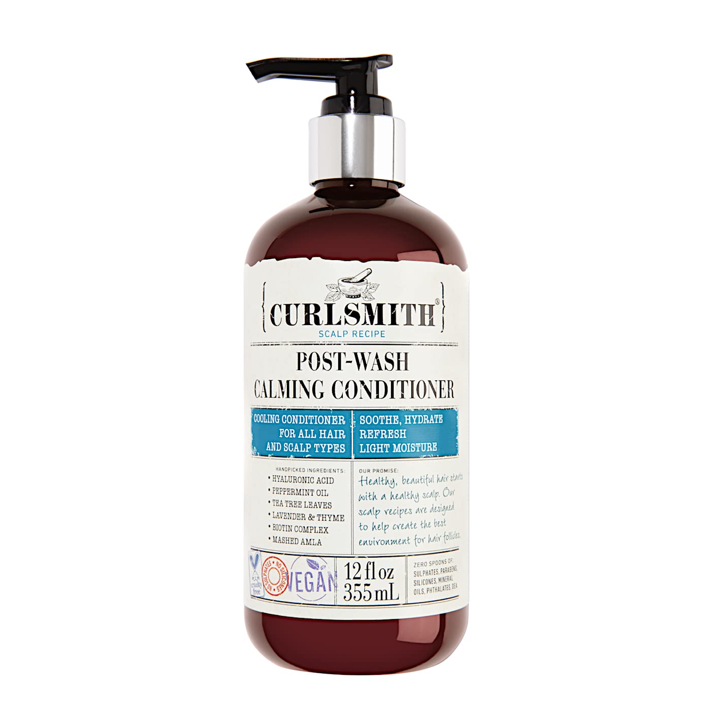 Curlsmith - Post-Wash Calming Conditioner - Vegan Cooling Rinse-Out Conditioner for any Hair Type, Scalp Soothing (12 fl oz)