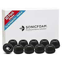 Memory Foam Earbud Tips - Premium Noise Isolation, Replacement Foam Ear Tips, 10 Pack for Airpods Pro (SFAIR Medium, Black)