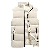 Men's Lightweight Puffer Vest,Outdoor Casual Stand Collar Windproof Vest Padded Zip Up Sleeveless Down Jackets