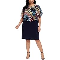 Connected Apparel Womens Chiffon Popover A-Line Dress