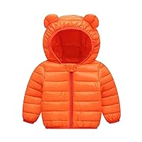 Baby Boy Girls Cute Winter Warm Coat Jacket Infant Bear Hooded Outerwear Lightweight Coat Solid Color Jacket