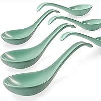 Artena Mint Green Solid Soup and Sandwich Plate combo & Teal 6.75 inch Solid Asian Soup Spoon Set of 6