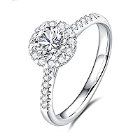 10/14/18K Real Gold Halo Engagement Ring for Her 0.5 ct Moissanite Wedding Ring for Bridal Wife Girlfriend