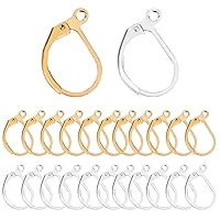 100pcs Hypoallergenic Earring Hooks, Leverback Earwire, Gold Plated Brass Earrings Making Findings CF190-15mm Long (50 Gold & 50 Silver)