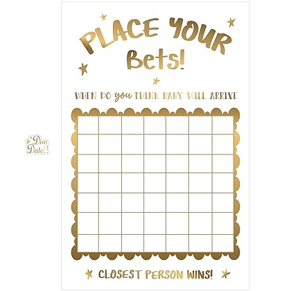 Gold White Baby Shower Decorations Neutral Predicting Birthdate Baby Shower Game Fun Due Date Baby Calendar Sign for Boy or Girl, 24.41 x 37.4 Inch