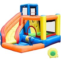 Bounce House with Slide, Inflatable Water Slide for Kids Backyard, Water Bounce House with Waterslide, Inflatable Slide Outdoor/Indoor,Jump House for Wet and Dry(Blower Included)