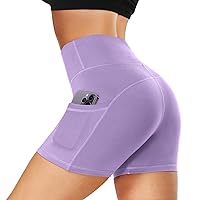 Workout Shorts for Women with Pockets - High Waist Tummy Control Bike Shorts for Gym Workout Athletic Running Yoga