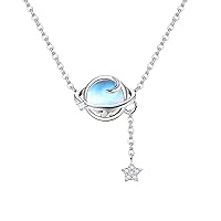 ADRAMATA 925 Sterling Silver Necklace for Women Moonstone Pendant Necklace Silver Chain Necklace Gifts for Her Birthday Gifts Mothers Day Gifts Friendship Gifts for Women