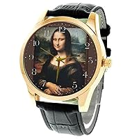 Beautiful Mona Lisa Art Masterpiece Leonardo DA Vinci Collectible Solid Brass Large Format Wrist Watch
