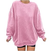 Drop Shoulder Long Sleeve Sweatshirts for Women Fall Crewneck Tunic Casual Loose Fit Basic Pullovers Workout Tops