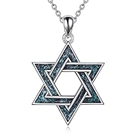 YFN Star of David Necklace Sterling Silver Tuquoise Pendant Jewellery Gifts for Women Men