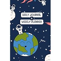 Kid's Daily Journal & Weekly Planner with Daily Reflections and Affirmations - Space Themed - 12 Week Agenda