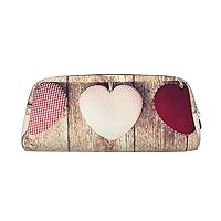 Pencil Case Pencil Pouch Pen Bag Wood Board Heart Printed Stationery Organizer With Zipper Pencil Pen Case Cosmetic Bag For Office Travel Coin Pouch One Size