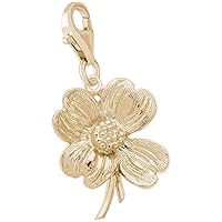 Rembrandt Charms Dogwood Charm with Lobster Clasp, 10K Yellow Gold