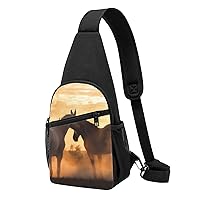 Sling Bag Crossbody for Women Fanny Pack Horses in Love Chest Bag Daypack for Hiking Travel Waist Bag
