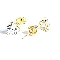 2 carat Diamond Earrings 18k SOLID GOLD Heart shaped Diamond Studs HANDMADE Jewelry gifts for women 6.5 mm Solitaire Heart Cut Diamond Earrings gift for Birthday Mothers Day Anniversary wife present