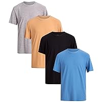 Body Glove Boys' Active T-Shirt - 4 Pack Performance Sport Soft Short Sleeve Shirts - Dry Fit Solid T-Shirts for Boys (8-18)