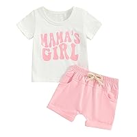 Karwuiio Toddlers Baby Girls Summer Clothes Set Short Sleeve T Shirt Shorts Set Newborn 2Pcs Outfits Set
