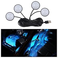 4-in-1 Car LED Lights Interior with USB Port,Ambient Neon Car Door Lights Kit for Car Decor,Party,Music,Gift,Universal Car Pedal Light Car Interior Accessories for Wonmen & Men (Ice Blue)