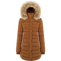 BodiLove Women's Winter Thicken Coats Puffer Jacket With Removable Fur Hood Zipper and Flannel Lining