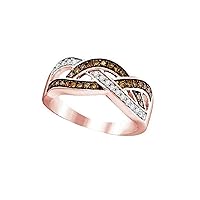 10K Rose Gold Chocolate Brown Diamond Wave Crossover Ring 1/3 Ctw.