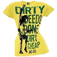 AC/DC - Dirty Deeds Strumming Juniors T-Shirt - Large Yellow