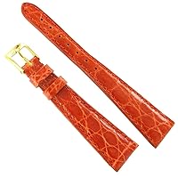 16mm Orange Ladies Tapered Genuine Crocodile Stitched Watch Band