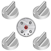 Upgrade W10594481 Stainless Steel Cooker Stove Control Knob, Compatible with Whirlpool Gas Cooktop Range/Oven, Replaces WPW10594481 PS11756643 AP6023301 3281332 EAP10594481 (5pcs)