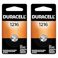 DURACELL CR1216 3V Lithium Battery, 1 Count Pack, Lithium Coin Battery for Key Fob, Car Remote, Glucose Monitor, CR Lithium 3 Volt Cell (Pack of 2)
