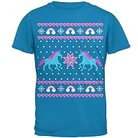 Unicorn Rainbow Ugly Christmas Sweater Mens T Shirt Sapphire MD