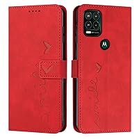 IVY Moto G Stylus 5G 2021 Case Wallet, [Smile Love][Kickstand Flip][Lanyard Shoulder Strap][PU Leather] - Wallet Case for Motorola Moto G Stylus 5G 2021 Devices - Red