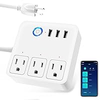 Plug Power Strip, WiFi Surge Protector Work with Alexa Google Home, Smart Outlets with 3 USB 3 Charging Port, Multi-Plug Extender for Home Office Cruise Travel and Christmas Light, 10A