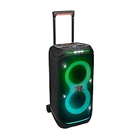 JBL PartyBox Stage 320 - Portable Party Speaker with Telescopic Handle & Wide, Sturdy Wheels, Powerful JBL Pro Sound, Futuristic lightshow, Up to 18 Hours of Play time, Splash Proof (Black)