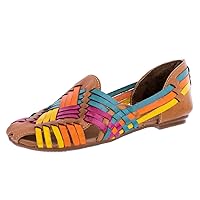 Womens F106 Rainbow Mexican Leather Sandals Huarache Slip On