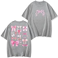Coquette Pink Bow Y2K Tshirt, Pink Coquette Girly Ribbon Tshirt, Pink Bow Tshirt, Bow Tshirt