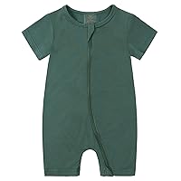 Exemaba Unisex Baby Short Sleeve Romper Bamboo Rayon Zipper Summer Jumpsuit Sleep and Play