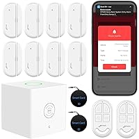 Home Alarm System Wireless, DIY Smart Door/Window Alarm for Home Security, WiFi Alarm with Phone APP Alert 13 Pieces-Kit (Alarm Hub, 8 Door Sensors, 2 Remotes, 2 RFID Cards),Work with Alexa