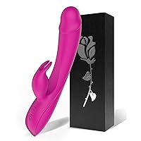 Rose G Spot Rabbit Vibrator, Alovegarden Realistic Dildo Clit Vibrator for Women with 7 Powerful Independent Button Vibration Modes, Waterproof Adult Sex Toys for Women or Couple (Pink)