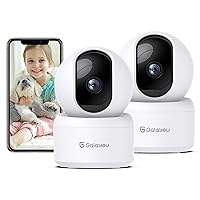 GALAYOU Indoor Security Camera 2K, Pet Camera, 360 Degree WiFi Home Security Camera for Baby/Elder/Nanny with Night Vision, Siren, 24/7 SD Card Storage, Works with Alexa and Google Assistant G2-2Pack