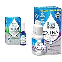 Extra Dry Eye Therapy Lubricating Eye Drops for Dry Eyes, 0.5 fl oz Bottle, 2 Count & SteriLid Eyelid Cleanser and Face Wash, for irritated eyes, 2 fl oz Spray