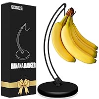 Banana Holder Stand - Newest Patented Modern Banana Tree Hanger with Wood Base Stainless Steel Banana Rack for Home Kitchen Use,Doesn't Tip Over (Full Black)
