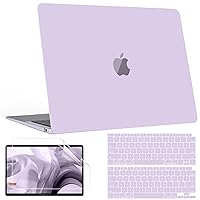 B BELK Compatible with MacBook Air 13 inch Case M1, MacBook Air Case 2021 2020 2019 2018 A2337 A2179 A1932 Touch ID, Plastic Laptop Hard Shell + 2 Keyboard Covers + Screen Protector, Lavender Purple
