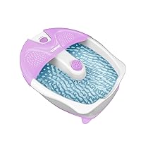 Soothing Pedicure Foot Spa Bath with Soothing Vibration Massage, Deep Basin Relaxing Foot Massager with Jets, Pink/White