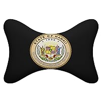 Coat of Arms of Hawaii Car Neck Pillow for Driving Memory Foam Headrest Pillow Cushion Set of 2 for Home Office Chair